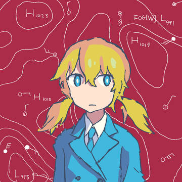 天気図と少女