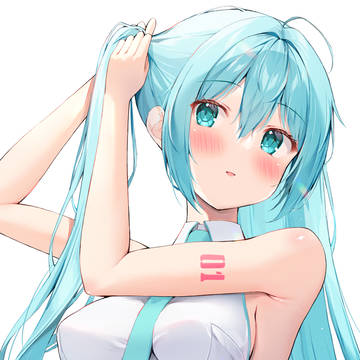 髪を結ぶミクさん