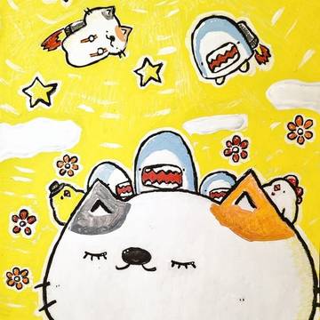 むちむちねこは、お空シャーク夢をみるよ