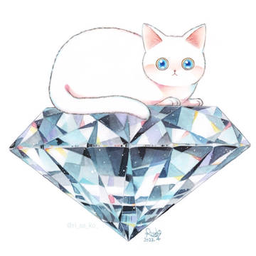 猫と誕生石　4月ダイヤモンド