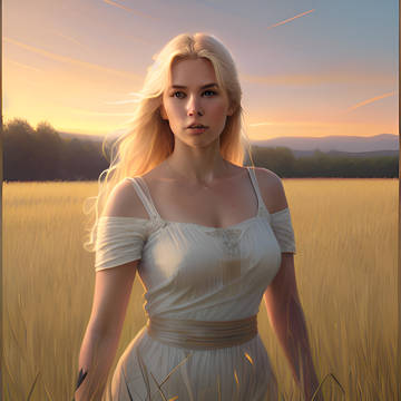 Beautiful blonde in a field