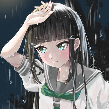 雨に濡れるダイヤちゃん