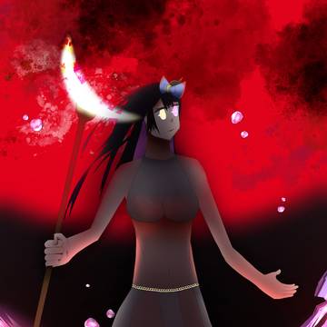 The girl under blood moon
