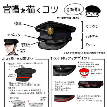 【軍帽】官帽を描くコツ【制帽】