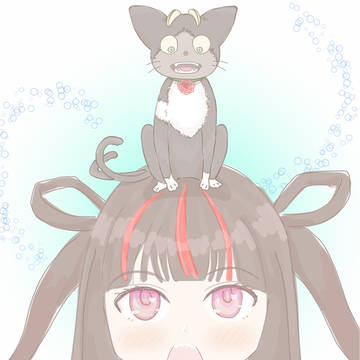 薔薇の首輪を付けた黒猫