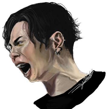 Tatsu wearing earrings