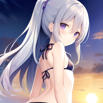 [AI]銀髪少女_水着
