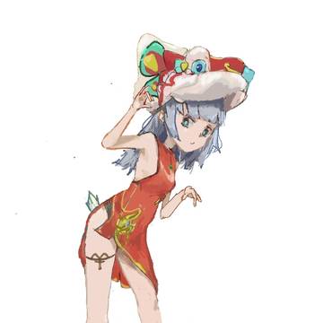 旗袍舞狮