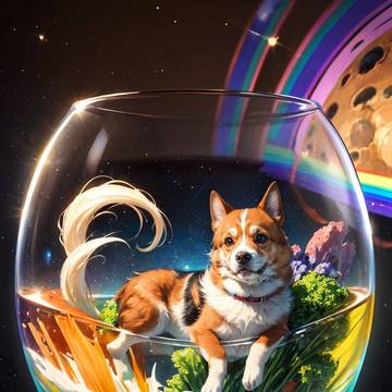 puppy in fishbowl