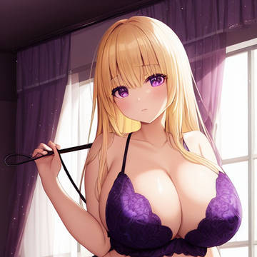 紫色のランジェリー☓金髪爆乳お姉さん