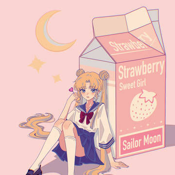 月野兔牌草莓牛奶