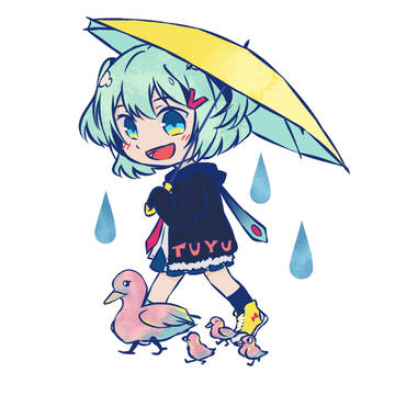 Ame walking with ducks