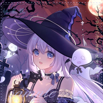 魔女、女の子、紫、夜