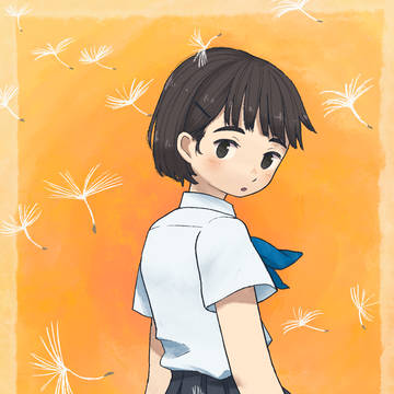 綿毛が飛んでいる