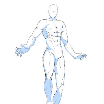 a muscular floating guy