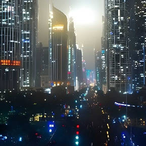 futuristic cityscape at night