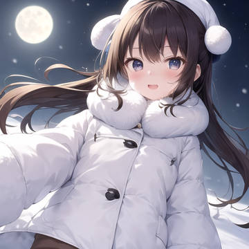 雪降る満月に映る少女