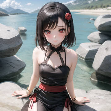 湖边少女