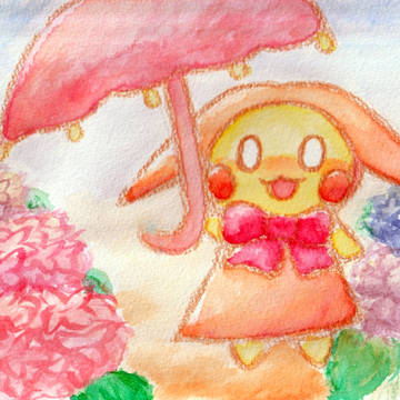 紫陽花とピカチュウ