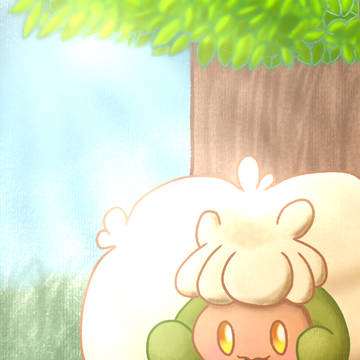 木陰でもぐもぐエルフーン( ˙༥˙ )