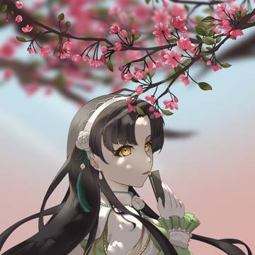 海棠花下