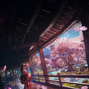 流桜庭園