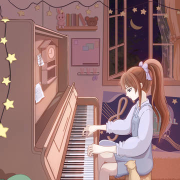 A girl playing piano