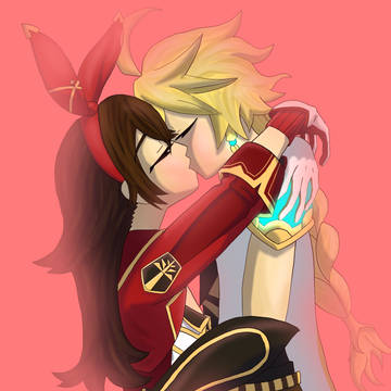 Aether and Amber Kiss