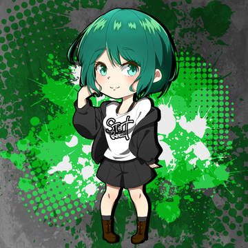 緑の子_ストリート風ミニキャラ