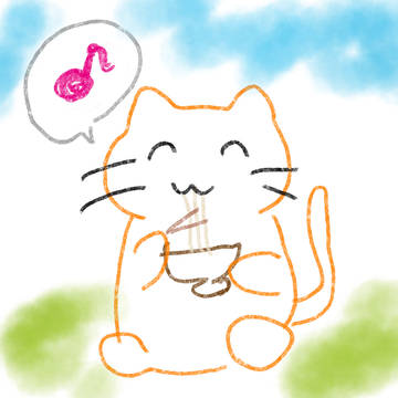 うどんを食べるねこ