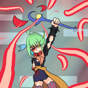 右半分がやられても反撃を試みる魔法少女