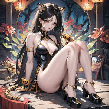 虎皮旗袍美女，实在太诱惑了！