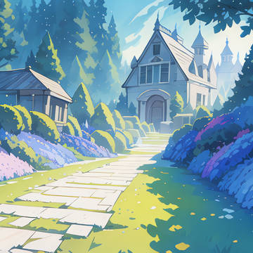フリー素材　花の咲いた道