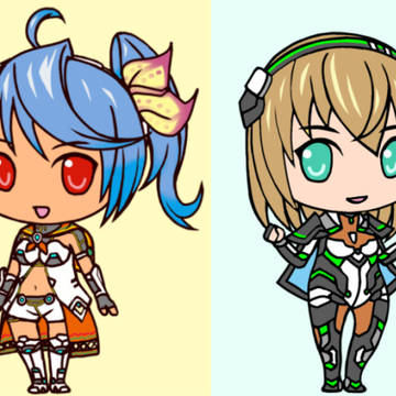 クリエイティブスペース設置用のドット絵　アイナ＆マノン元イラスト