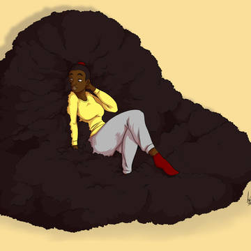 Linda's afro puff throne