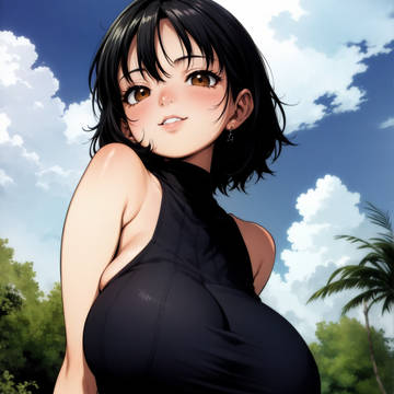 黒髪ショート爆乳・垂れ乳