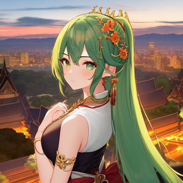 The Green hair girl in Thai