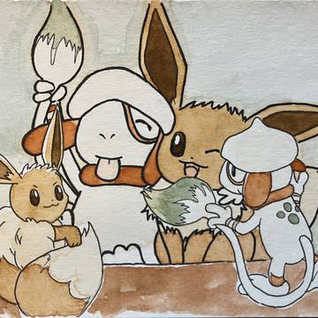 画家イーブイと画家ドーブル