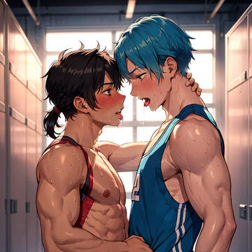 長いキスが終わり、荒い吐息が満たされる部室とバスケ部の二人