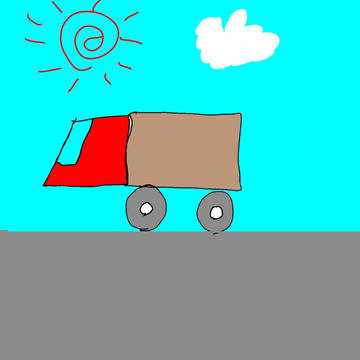 美術の成績1の人がトラックの絵を描きました