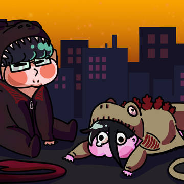 Kami-chan and Motty Gojira