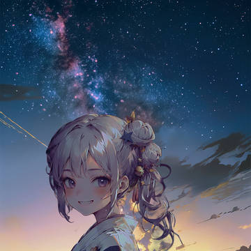 黄昏と星空と浴衣