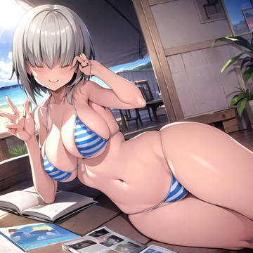 宇崎柳(妹) 縞水着