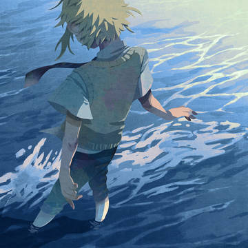 中学生と海