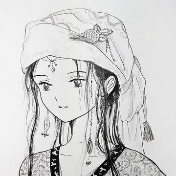 ペン画。創作少年キャラ