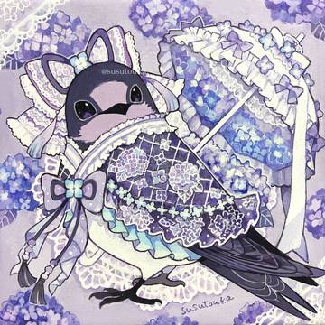 ツバメとアジサイのドレス