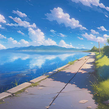 午后岸边小路-场景动态