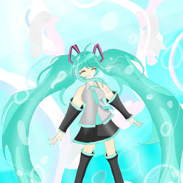 海に沈むミク