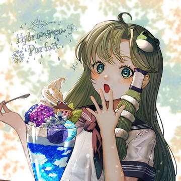 早苗さん&紫陽花パフェ🍃💠🐸