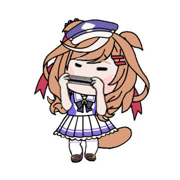 マチタン(タヌキ)でハーモニカ　GIF